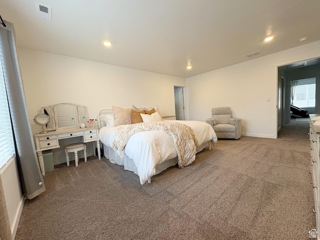 1734 E Muss Dr, Eagle Mountain, UT 84005 - carpeted bedroom featuring baseboards, visible vents, and recessed lighting