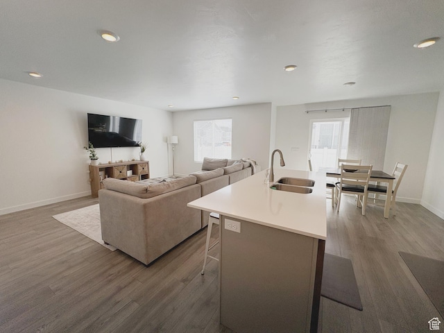 1734 E Muss Dr, Eagle Mountain, UT 84005 - living room with wood finished floors, a wealth of natural light, and recessed lighting