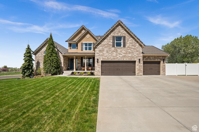322 Flour Mill Dr, Kaysville, UT 84037 - craftsman house featuring driveway, covered porch, fence, a garage, and a front yard