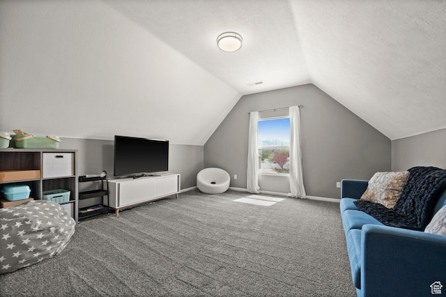 322 Flour Mill Dr, Kaysville, UT 84037 - carpeted living area with lofted ceiling and baseboards