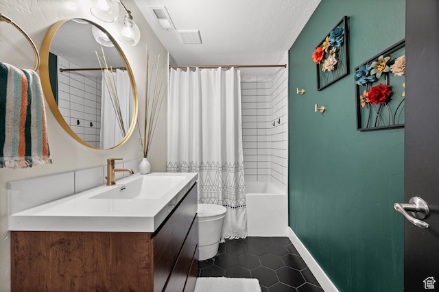 322 Flour Mill Dr, Kaysville, UT 84037 - full bath with tile patterned floors, shower / bath combo, toilet, visible vents, and vanity