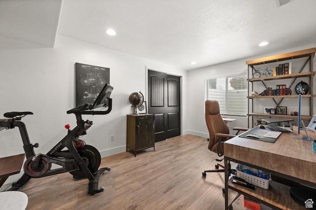 322 Flour Mill Dr, Kaysville, UT 84037 - office area with wood finished floors, baseboards, and recessed lighting