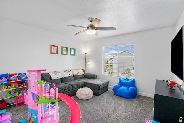 13137 S Acklins Dr, Herriman, UT 84096 - game room featuring ceiling fan, baseboards, and carpet