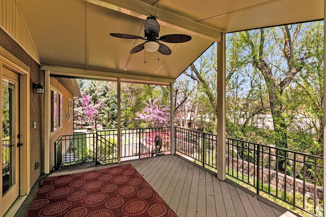 6061 S Bridges Ln, Murray, UT 84121 - wooden terrace with a ceiling fan
