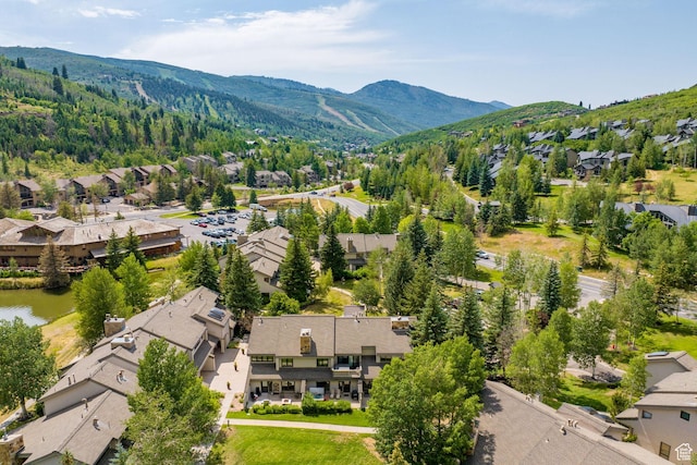 bird's eye view with a mountain view and a residential view