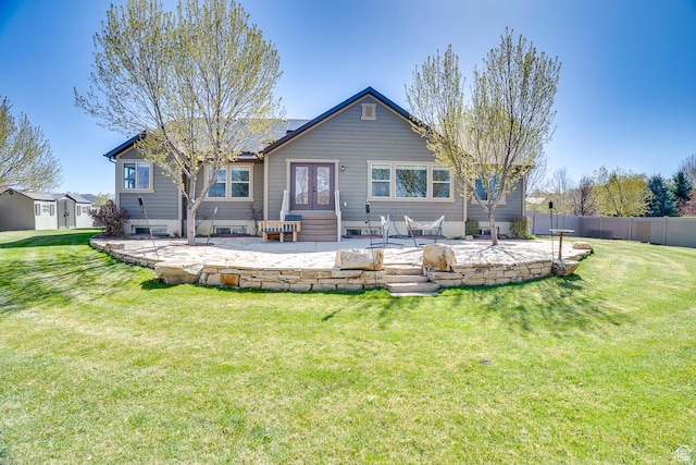 2520 S 260 E, Heber City, UT 84032 - back of house with fence, french doors, a yard, and a patio