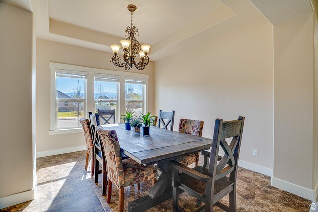 2520 S 260 E, Heber City, UT 84032 - dining room with baseboards, an inviting chandelier, and a raised ceiling