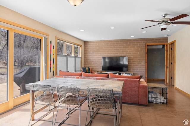 674 E Dragon Fly Trl, Moab, UT 84532 - interior space with concrete flooring, baseboards, ceiling fan, and recessed lighting