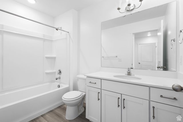 580 Hal St, Stansbury Park, UT 84074 - full bathroom with toilet, recessed lighting, wood finished floors, vanity, and tub / shower combination