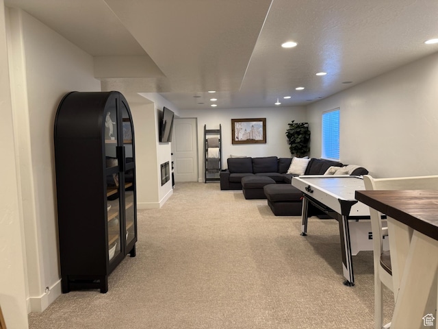 175 N 900 W, Roosevelt, UT 84066 - living area with baseboards, light carpet, and recessed lighting
