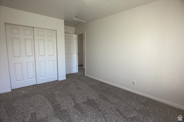 691 N Gramercy Ave, Ogden, UT 84404 - unfurnished bedroom with attic access, baseboards, carpet flooring, and a closet