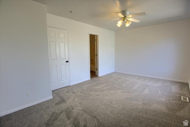 691 N Gramercy Ave, Ogden, UT 84404 - unfurnished bedroom featuring visible vents, carpet flooring, baseboards, and a ceiling fan