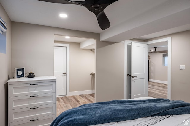 1045 E Claremont Dr S, Bountiful, UT 84010 - bedroom featuring light wood-style flooring, baseboards, and recessed lighting
