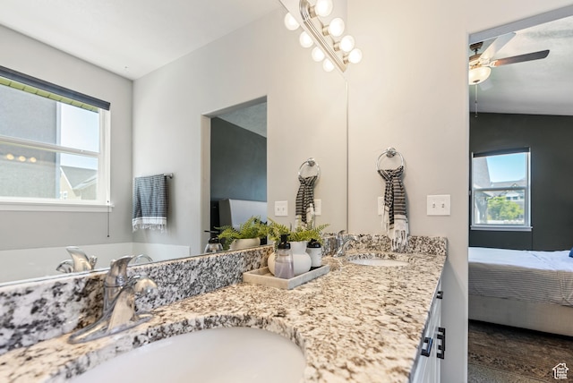 2212 W Autumn Dr S, Mapleton, UT 84664 - full bath featuring ensuite bath, a ceiling fan, and double vanity
