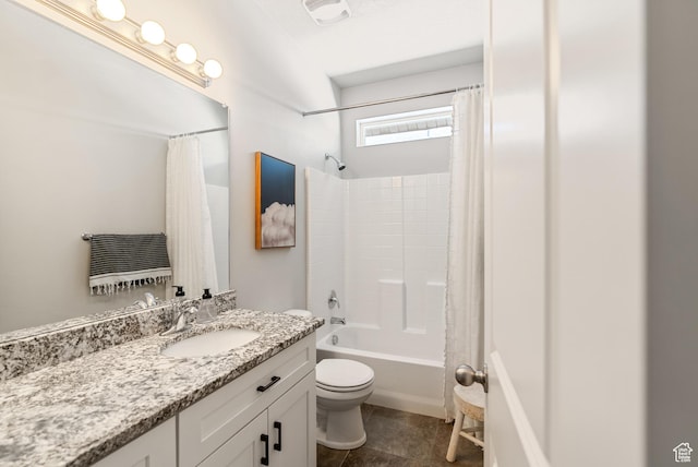 2212 W Autumn Dr S, Mapleton, UT 84664 - bathroom featuring toilet, shower / tub combo with curtain, vanity, and tile patterned flooring