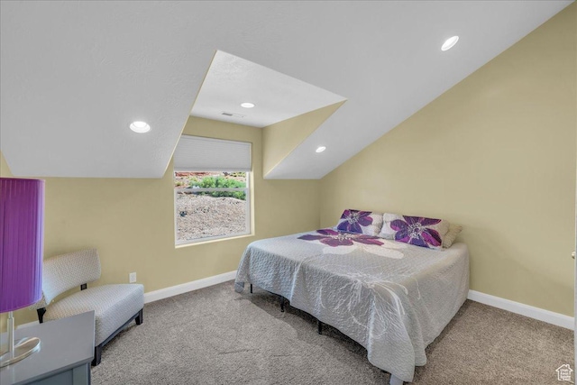 458 E Homespun Cir, Leeds, UT 84746 - carpeted bedroom with lofted ceiling, baseboards, recessed lighting, and visible vents