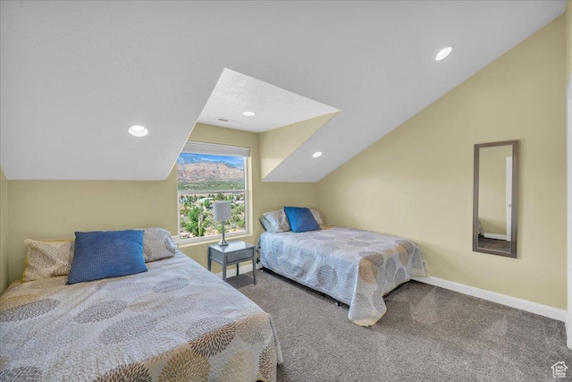 458 E Homespun Cir, Leeds, UT 84746 - carpeted bedroom with recessed lighting, vaulted ceiling, and baseboards