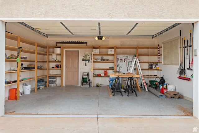 garage with a garage door opener