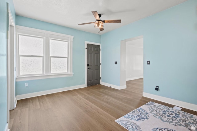 204 S 500 E, Ogden, UT 84404 - bedroom featuring wood finished floors, a ceiling fan, and baseboards