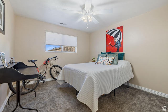 3512 S 300 E Unit P, Salt Lake City, UT 84115 - bedroom with baseboards, visible vents, carpet, and ceiling fan