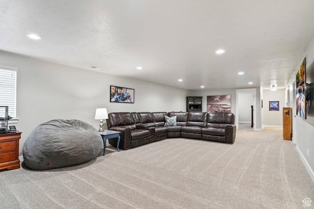 1795 N 4475 W, Plain City, UT 84404 - living area featuring recessed lighting, carpet floors, and baseboards
