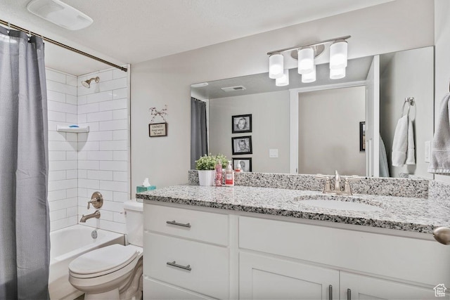 1795 N 4475 W, Plain City, UT 84404 - bathroom with visible vents, toilet, vanity, and shower / tub combo