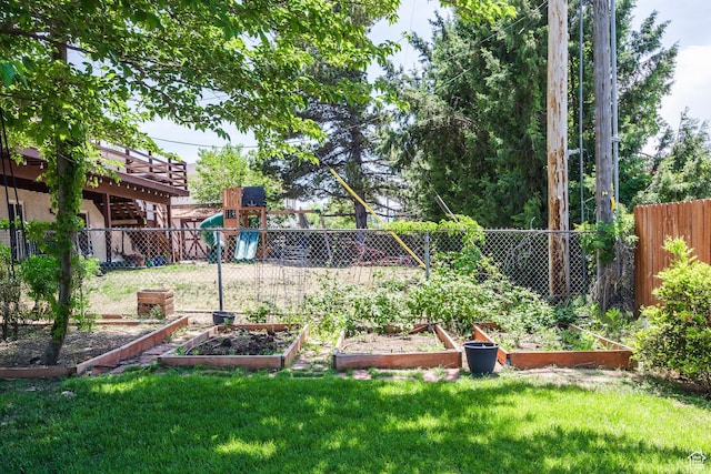 9466 S Indian Ridge Dr E, Sandy, UT 84092 - view of yard featuring a garden and a playground