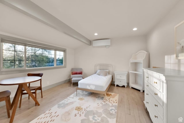 bedroom featuring recessed lighting and light wood-style flooring