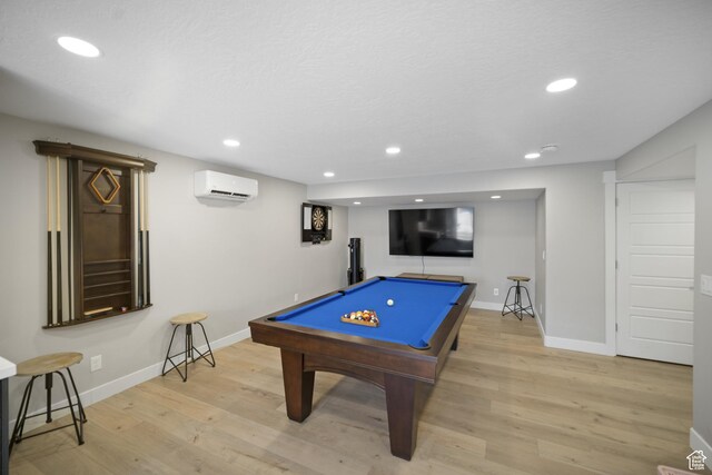 2848 S Preening Way, Saratoga Springs, UT 84045 - game room with baseboards, a wall unit AC, light wood-type flooring, billiards, and recessed lighting