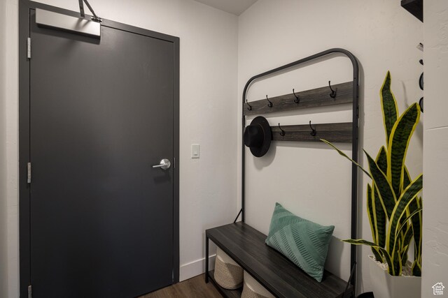 443 W Kane Creek Blvd Unit A206, Moab, UT 84532 - mudroom featuring baseboards and dark wood-type flooring