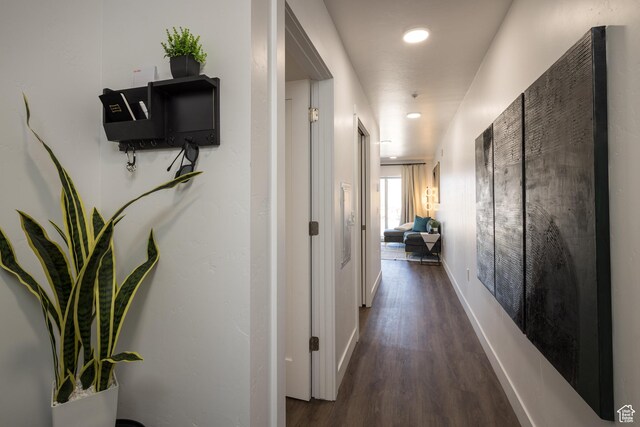 443 W Kane Creek Blvd Unit A206, Moab, UT 84532 - hallway featuring baseboards, wood finished floors, and recessed lighting