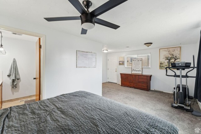 374 S Fairlane, Tooele, UT 84074 - bedroom featuring a ceiling fan, carpet flooring, and visible vents
