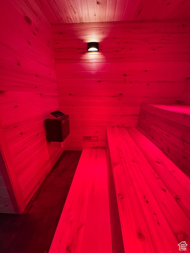 655 Wilard Peak Rd, Mantua, UT 84324 - sauna / steam room featuring wooden ceiling and wood walls