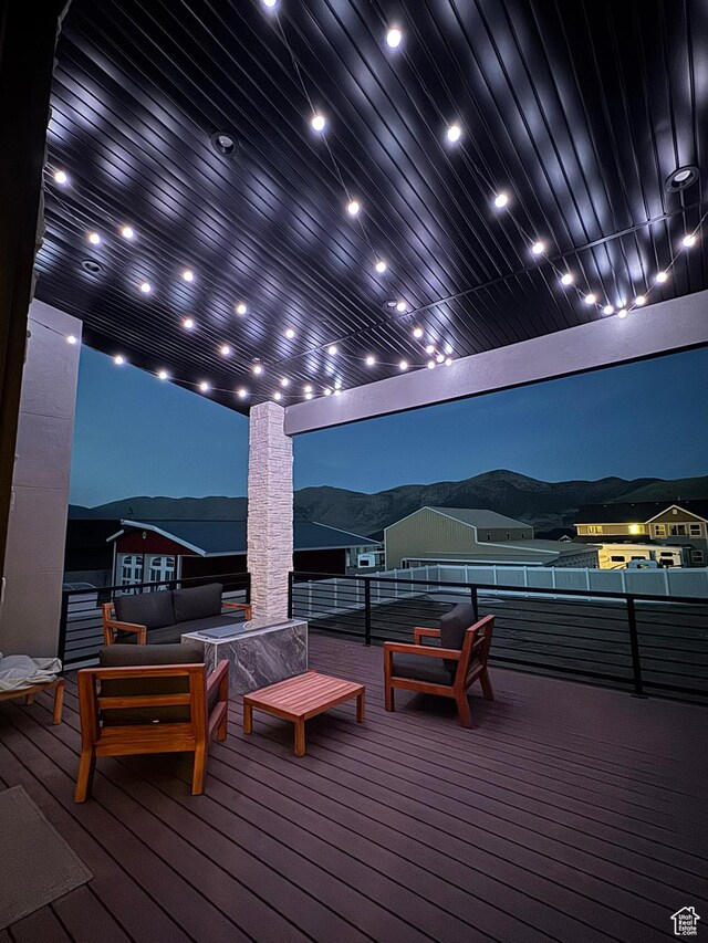 655 Wilard Peak Rd, Mantua, UT 84324 - deck featuring an outdoor hangout area and a mountain view