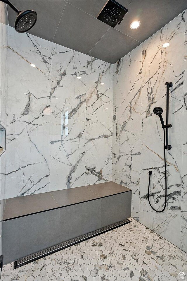 655 Wilard Peak Rd, Mantua, UT 84324 - bathroom with a marble finish shower and recessed lighting