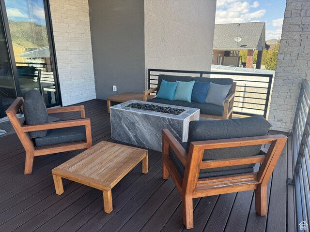 655 Wilard Peak Rd, Mantua, UT 84324 - balcony with an outdoor living space with a fire pit