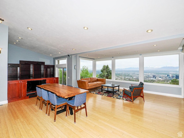 1022 E Northbonneville Dr N, Salt Lake City, UT 84103 - dining area with light wood finished floors, recessed lighting, baseboards, and vaulted ceiling