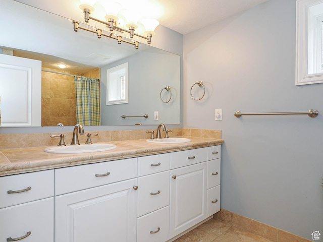1022 E Northbonneville Dr N, Salt Lake City, UT 84103 - full bath with tile patterned floors, double vanity, and curtained shower