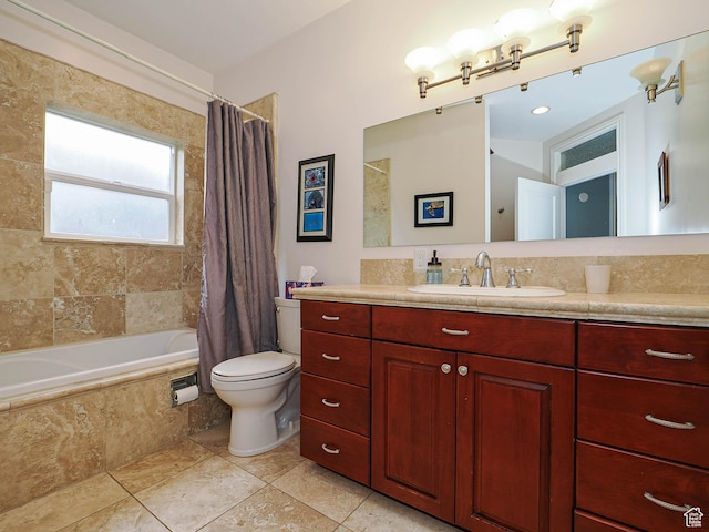 1022 E Northbonneville Dr N, Salt Lake City, UT 84103 - full bathroom featuring toilet, tiled shower / bath, vanity, and tile patterned flooring