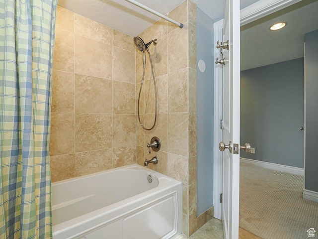 1022 E Northbonneville Dr N, Salt Lake City, UT 84103 - bathroom with shower / bath combo with shower curtain, baseboards, and recessed lighting
