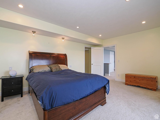 1022 E Northbonneville Dr N, Salt Lake City, UT 84103 - bedroom featuring light colored carpet, recessed lighting, and baseboards