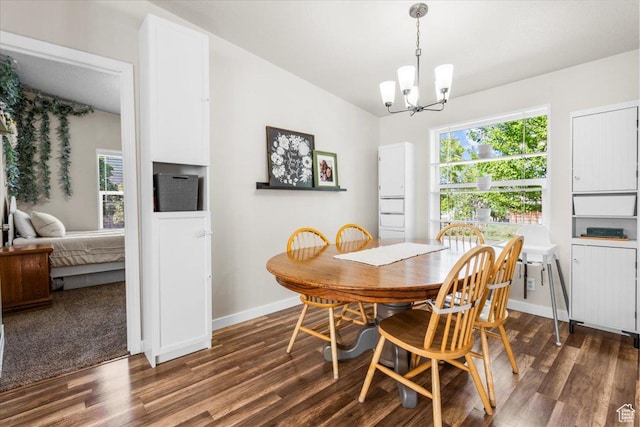 540 S 100 W, Manti, UT 84642 - dining room featuring dark wood-style floors, a chandelier, and baseboards