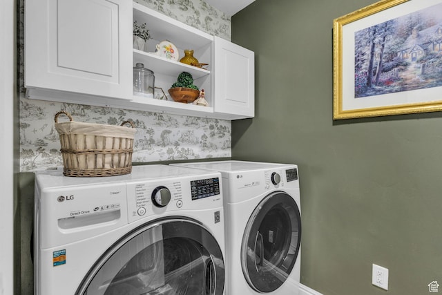2526 S Andover St, West Haven, UT 84401 - clothes washing area featuring separate washer and dryer and cabinet space