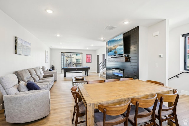 1152 Gambel Oak Way, Park City, UT 84098 - dining room featuring baseboards, visible vents, recessed lighting, light wood-style floors, and pool table