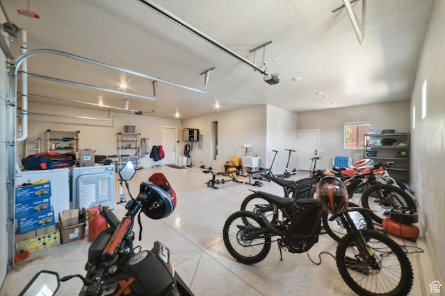 garage with a garage door opener