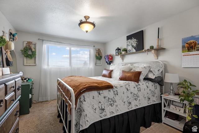 bedroom featuring light colored carpet