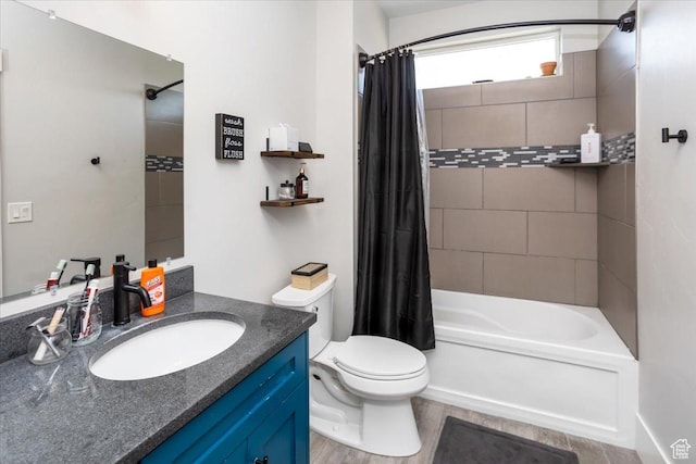 364 W Clark Cir, Farmington, UT 84025 - full bath featuring vanity, toilet, shower / bath combination with curtain, and wood finished floors