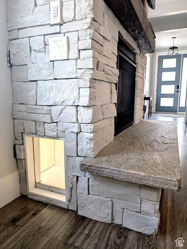 364 W Clark Cir, Farmington, UT 84025 - detailed view of wood finished floors and a fireplace