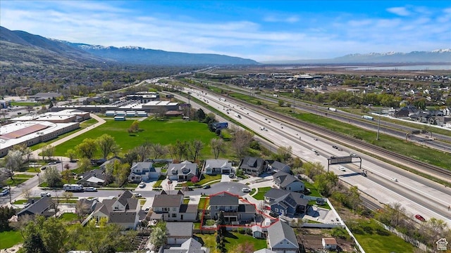 364 W Clark Cir, Farmington, UT 84025 - aerial view of residential area with a major roadway and a mountain backdrop