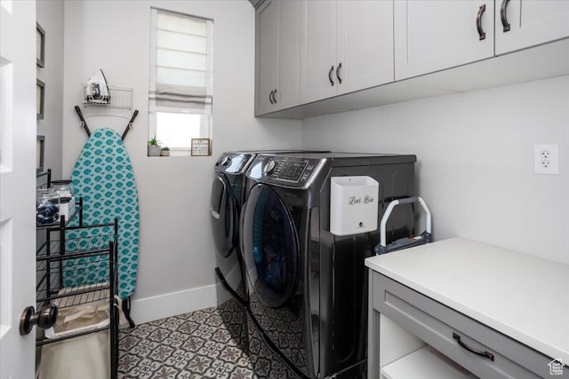 364 W Clark Cir, Farmington, UT 84025 - laundry room with cabinet space, washer and dryer, and baseboards